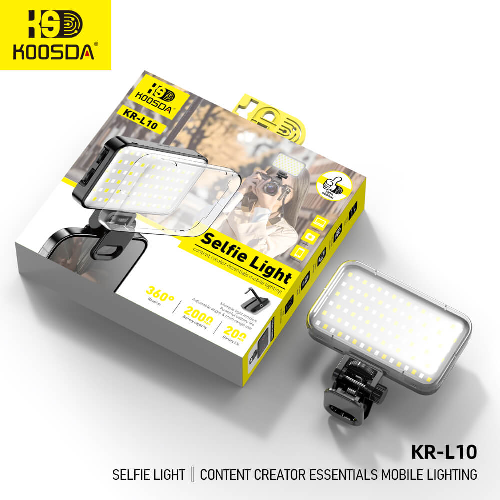 KR-L10  2000mAh Selfie Light I Content Creator Essentials 360° Mobile Lighting