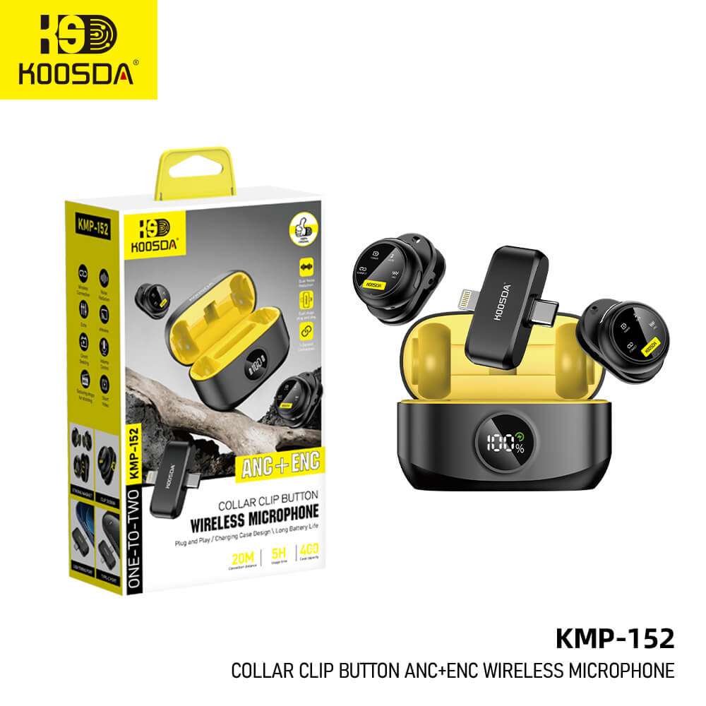 KMP-152 Collar Clip Button ANC+ENC Wireless Microphone