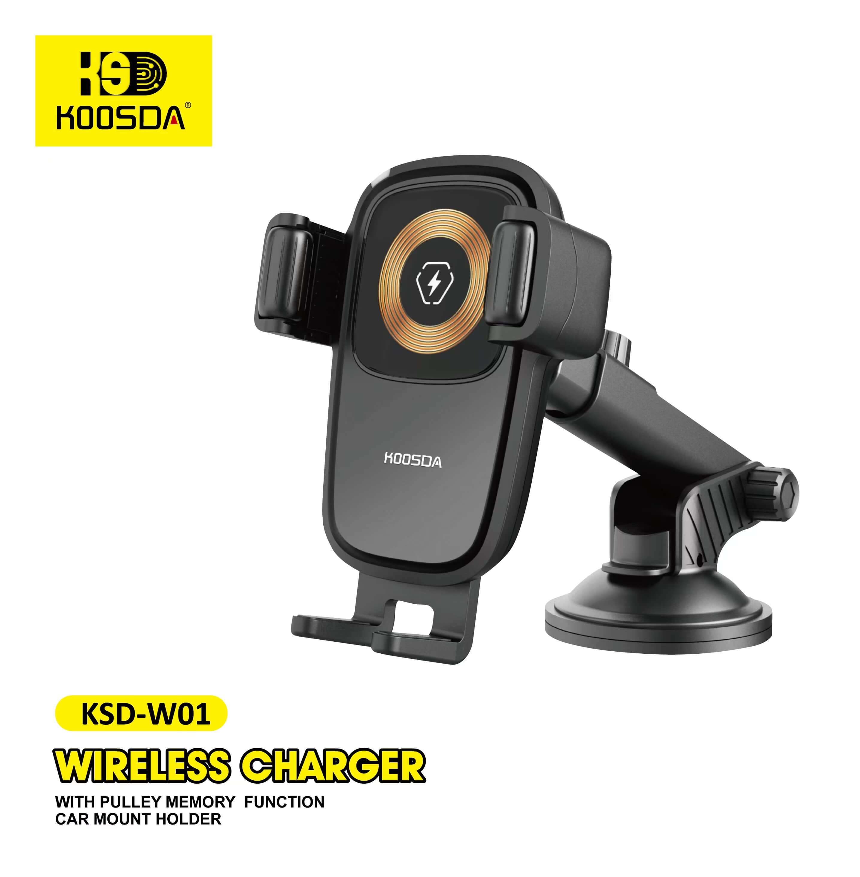 KSD-W01 With Pulley Memory Function Car Mount Wireless Charger Holder