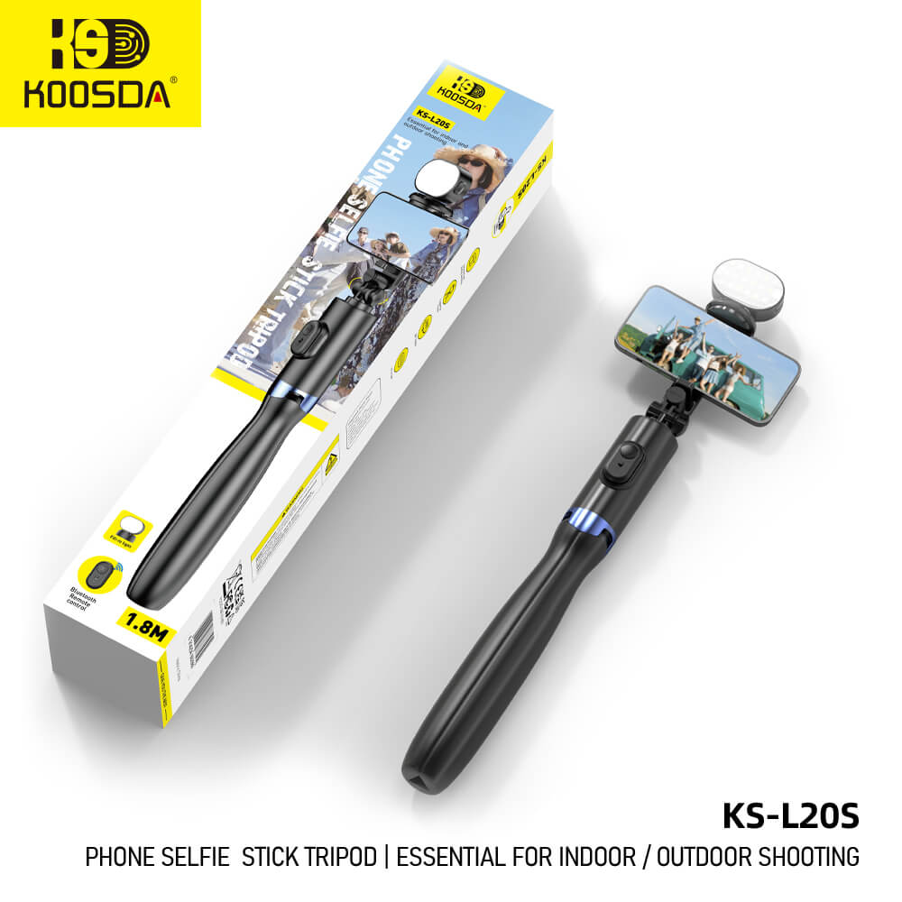 KS-L20S 1.8M Phone Selfie Stick Tripod With Remote And Light