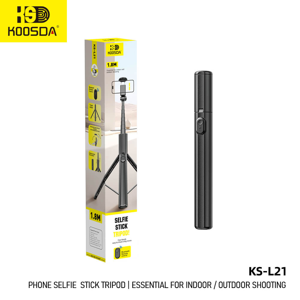 KS-L21 1.8M Phone Selfie Stick Tripod Iessential For Indoor / Outdoor Shooting