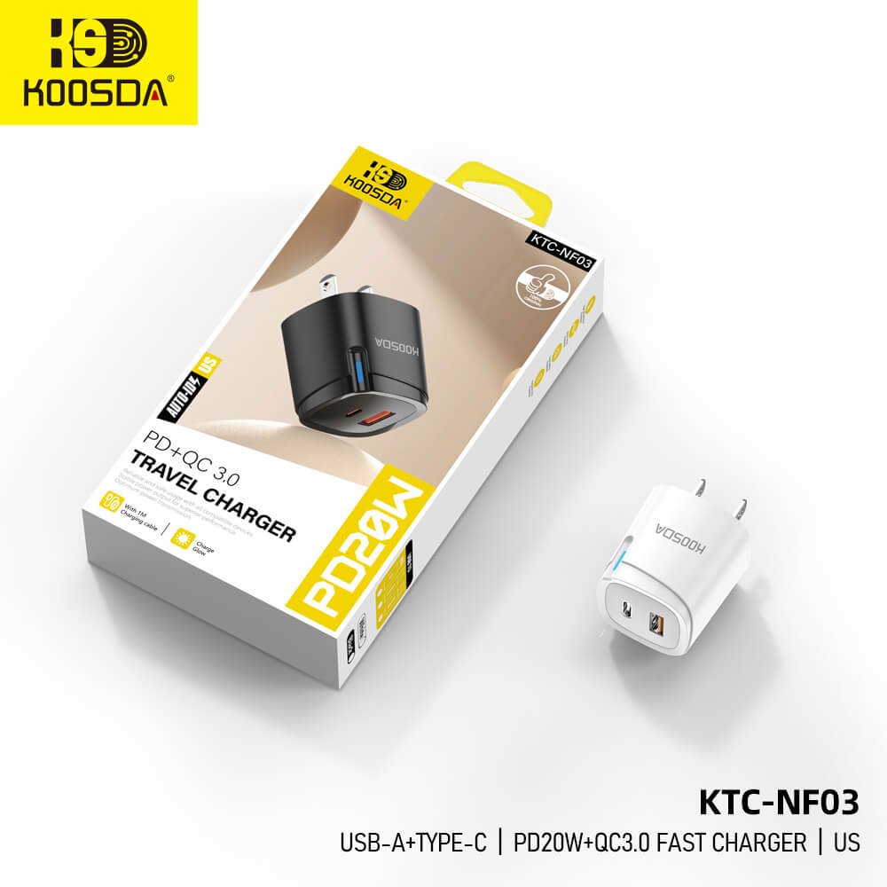 KTC-NF03 US USB-A+TYPE-C PD20W+QC3.0 Fast Charger
