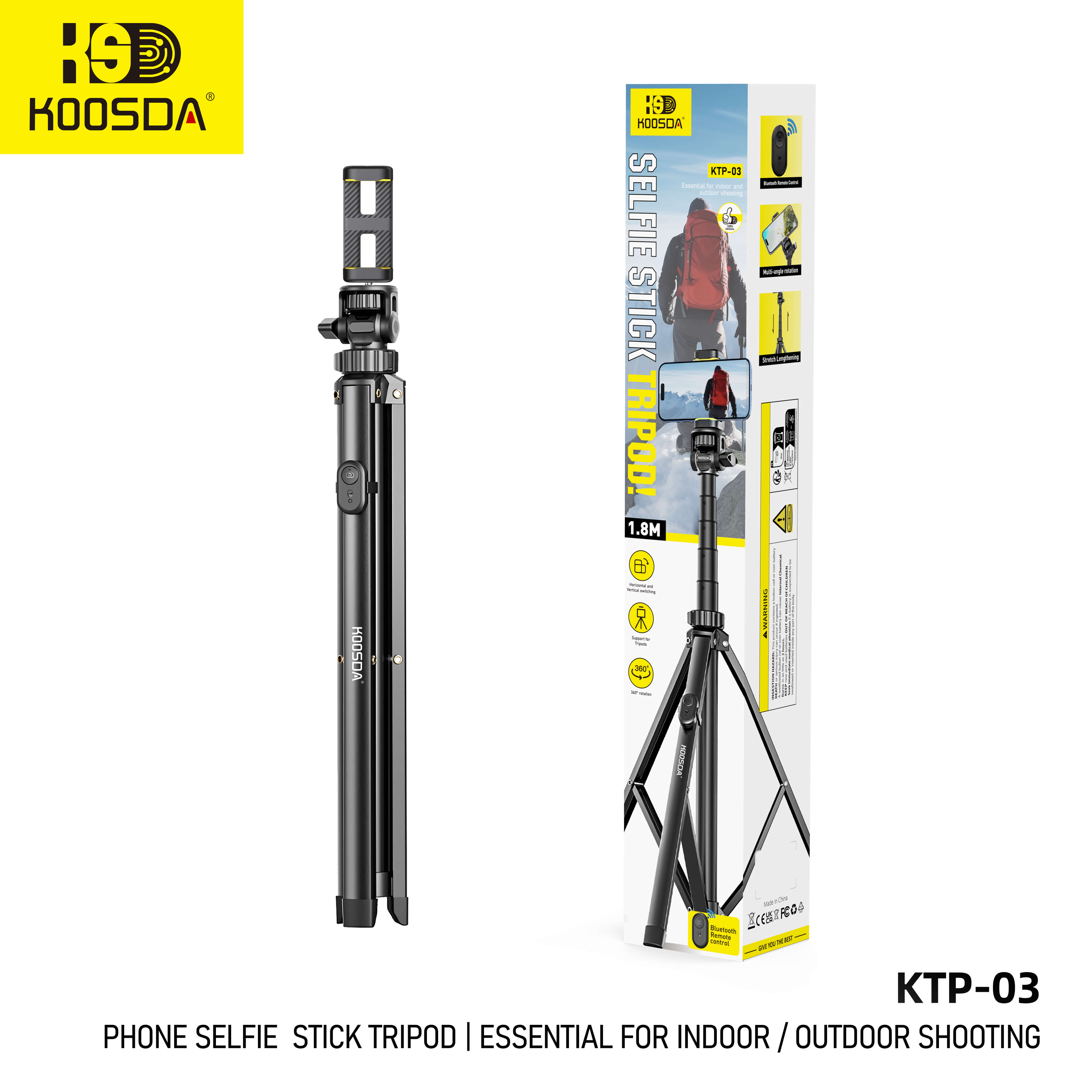 KTP-03 1.8M Selfle Stick Tripod 180CM Reinforced Tripod