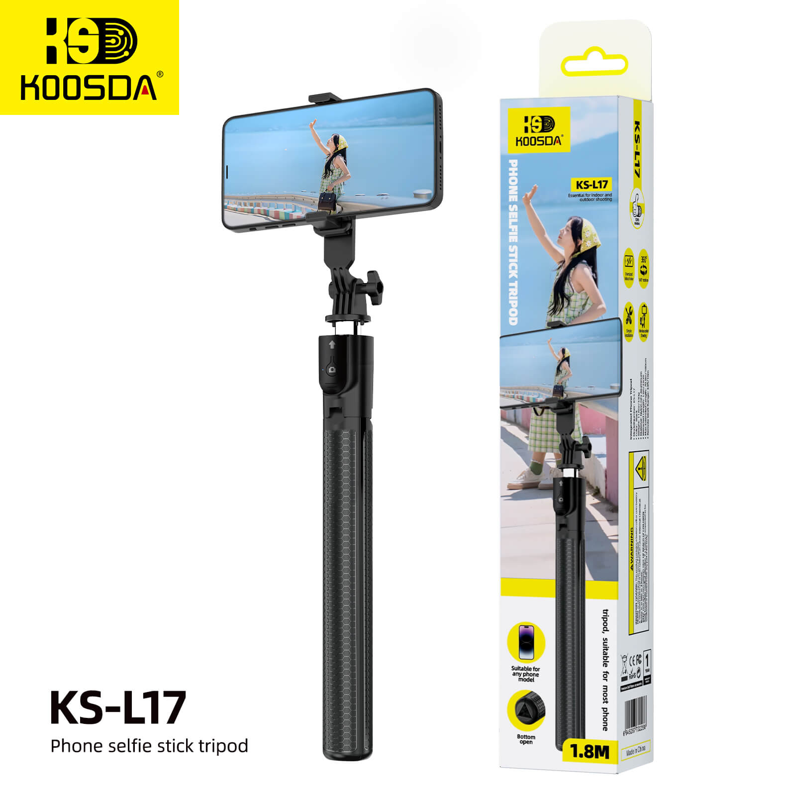 KS-L17 Selfie Stick Tripod Balance Handle 1.8M Reinforced Tripod