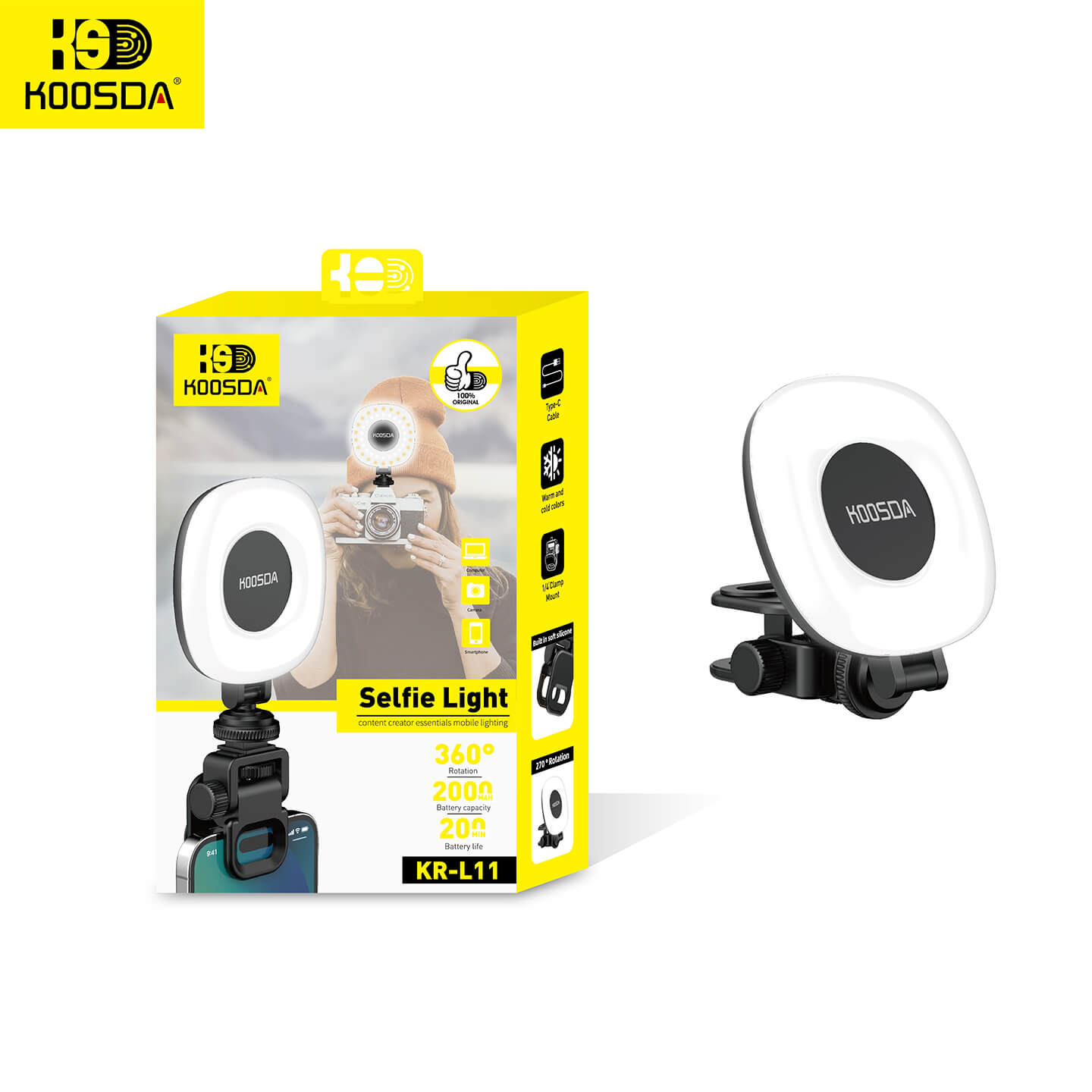 KR-L11 Rechargeable Led Selfie Fill Light