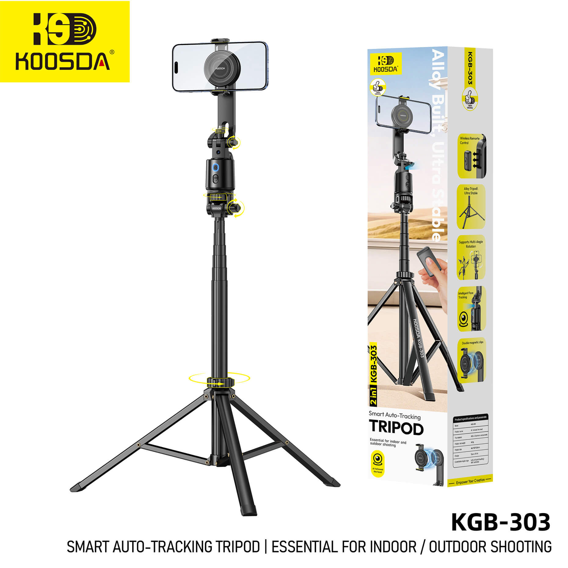 KGB-303 360° Rotation Smart Follow  Selfie Stick 1.8M