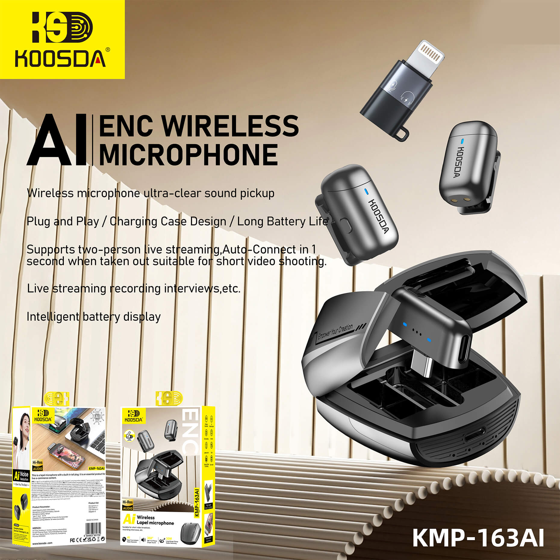 Phone Micraphone KMP-163AI Ai Wireless Lapel Micophone Kmp-163Ai Ai Wireless Lapel ...