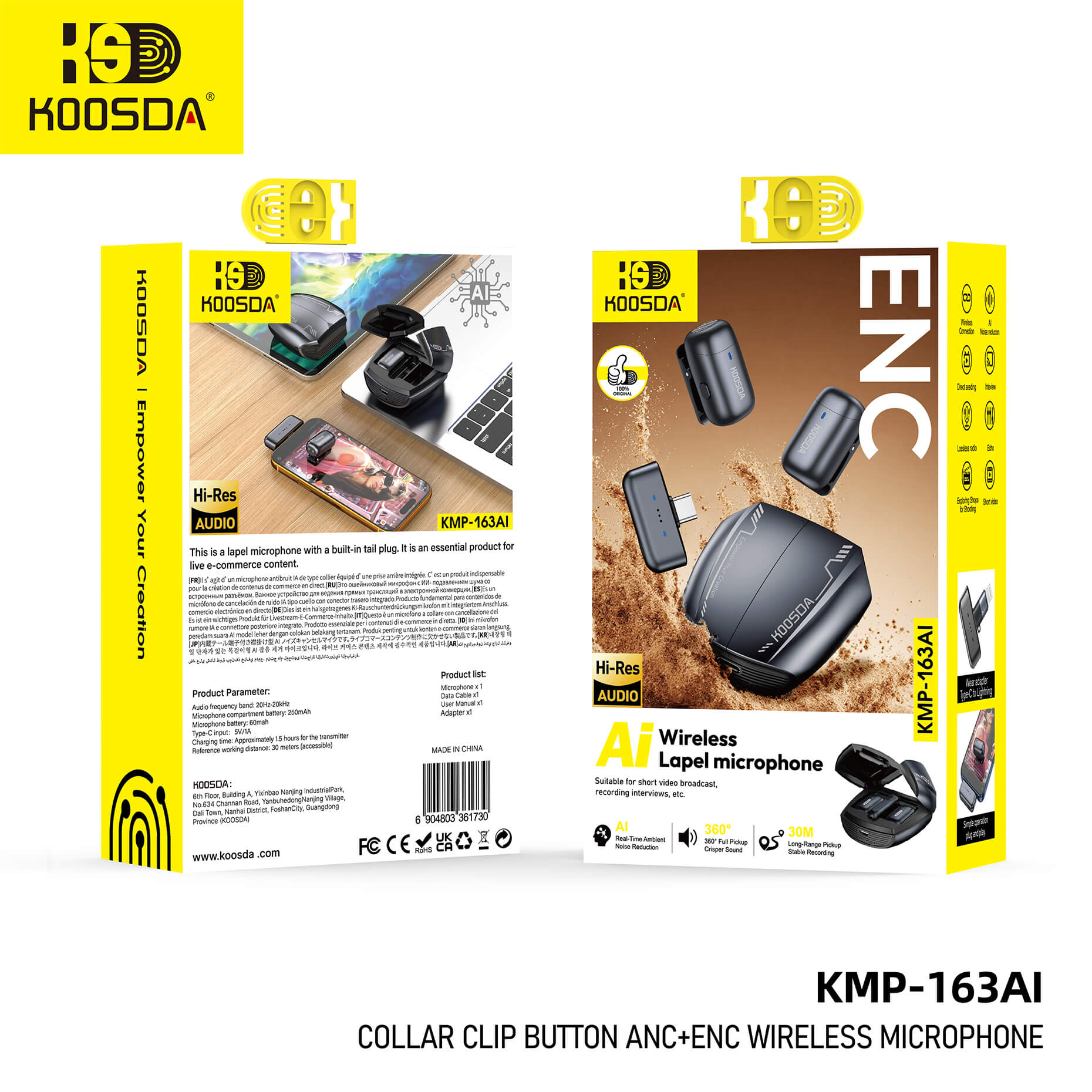 Phone Micraphone KMP-163AI Ai Wireless Lapel Micophone Kmp-163Ai Ai Wireless Lapel ...